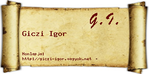 Giczi Igor névjegykártya